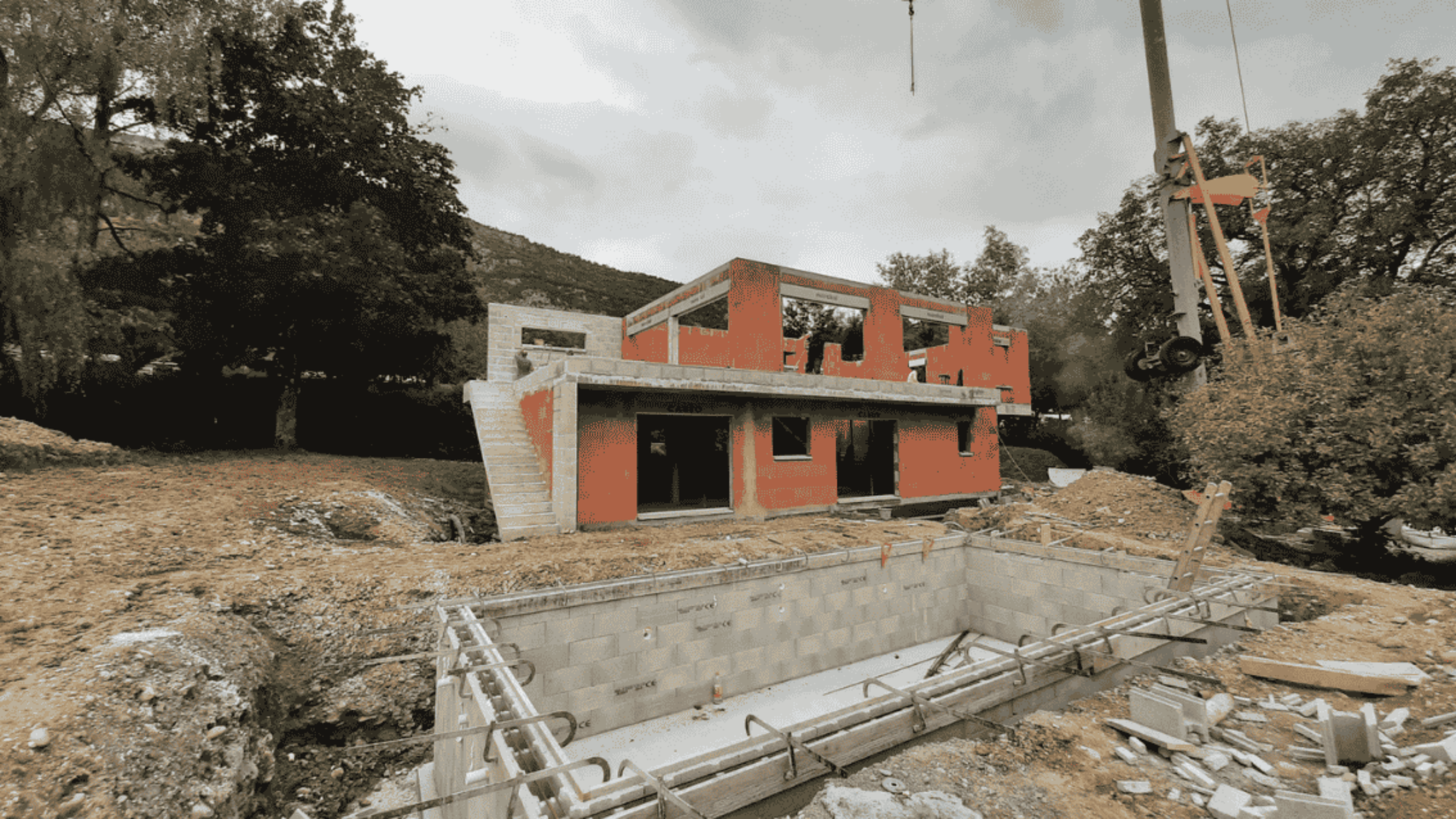 elevation des murs maconerie chantier maison individuelle